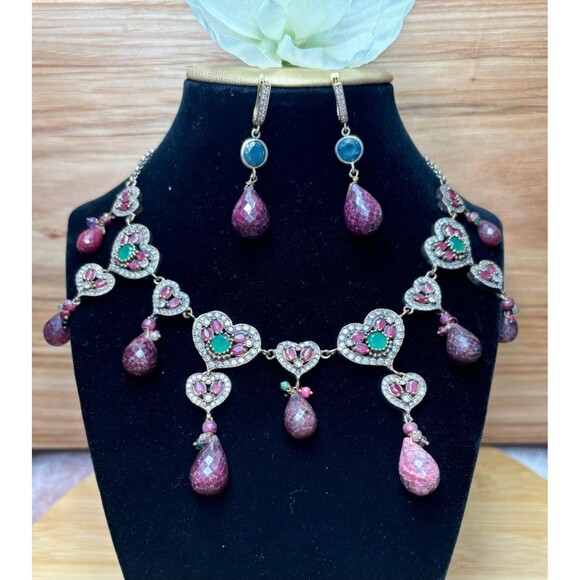 Handmade Jewelry - 925 Sterling Silver Turkish Vintage Jewelry Set  for Women,NEW,Antique,Handmade